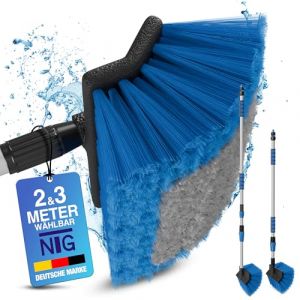 NTG Brosse de Lavage Brosse de Lavage pour Voiture Brosse de Lavage t&eacute;lescopique en Variante de 2 & 3 m&egrave;tres avec raccord pour Jardin et Conduite d'eau Interne Laveur de vitres (jusqu'&agrave; 3 m&egrave;tres) (Nutzfahrzeug Technik GmbH, neuf)