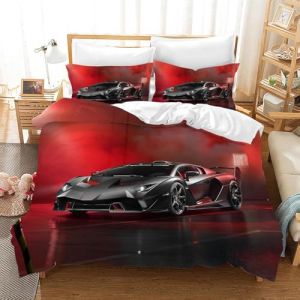 CXYXHW Housse de Couette Voiture de Course 135×200 cm,Parure de Lit Voiture de Sport avec 2 Taies d'oreiller Microfibre pour Enfants Jeunes(Voiture de Course 2,135x200cm (HYLin, neuf)