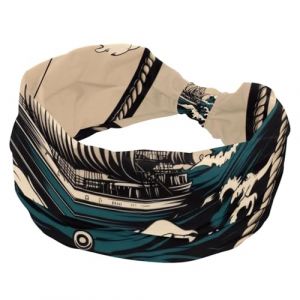 Bandeau de maquillage antidérapant avec motif ancre de bateau de croisière pour femme, turban large et noué (ocenuttldat, neuf)