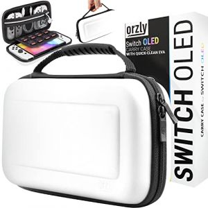 Orzly Etui pour Nintendo Switch OLED Blanches et Switch Housse de Protection Pochette pour la Console Switch et Ses Accessoires et Jeux - Coffret Cadeau Facile à Nettoyer édition (Syntiga Europe - FR, neuf)
