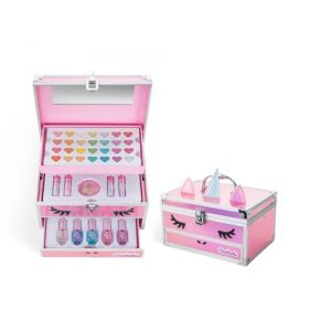 MARTINELIA Coffret Maquillage Enfant Licorne - Plumier Maquillage Enfant 3 Étages - Malette Maquillage Fille : 28 Fards à Paupières, 5 Vernis à l'Eau, 4 Fards à Joues & 4 Baumes à Lèvres - Non Toxique (Juguetilandia, neuf)