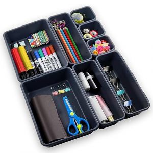 TaimeiMao Plastique Organisateur de Tiroir,8 pi&egrave;ces Organisateur Tiroir,Bureau Tiroir Organisateur,Maquillage Organiseur de Tiroir,pour Bureau, Salle de Bain,Cuisine (LIJINTU LIMITED, neuf)