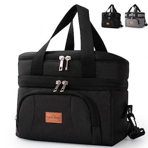 BalladHome Sac Isotherme Repas 10L Lunch Bag Sac à Déjeuner Sac Isotherme 2 Compartiment Sac Réfrigérant Portable Panier Repas Sac isotherme Pliable Pour Hommes, Femmes (Noir) (Ballad, neuf)