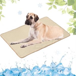 Tapis Rafraichissant Chien, Tapis Refroidissement pour Chiens Chats et Animaux de Compagnie pour l'été, Lavable pour Caisses/Chiens Chenils/Lits(Jaune,100x150cm) (LEZN, neuf)