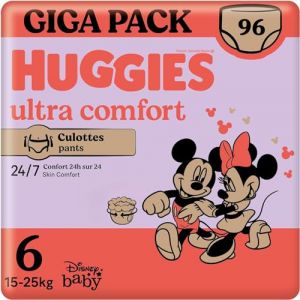 HUGGIES Ultra Comfort - Culottes bébé Taille 6 (15kg-25kg) - 2 paquets de 48 couches - ceinture ultra douce - absorbtion rapide - sans parfum ni chlore - sans latex - facile à mettre et à enlever (OCTOPUS SERVICES, neuf)