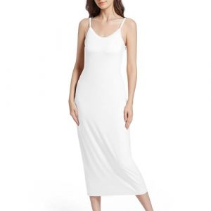 JCQIGOA Fond de Robes Longue Lingerie Femme Modal Jupon sous Robe Bretelles Slip El&eacute;gant Chemise de Nuit sans Manches Sexy Fonds de Robe Femme (YULINBAIHUO, neuf)