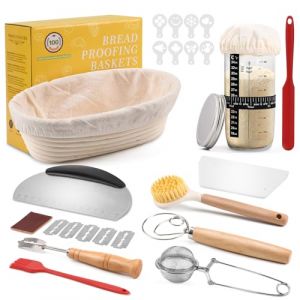 Clheatky Banneton Pain 25cm Ovale Set,11 Pi&egrave;ces Accessoire pour Faire du Pain, Kit Boulangerie Professionnel Rotin Naturel, Kit Pain au Levain pour les D&eacute;butants, les Boulangers Exp&eacute;riment&eacute;s (YIDU Trading Co.&nbsp;,Ltd., neuf)