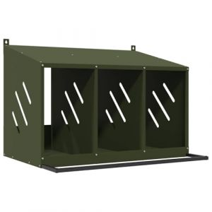 vidaXL Nichoir à Poules avec 3 Compartiments Vert Olive métal, nichoir à Poules pondeuses, boîte à œufs pour Poules, nichoir galvanisé, pondoir à œufs (vidaXL FR, neuf)