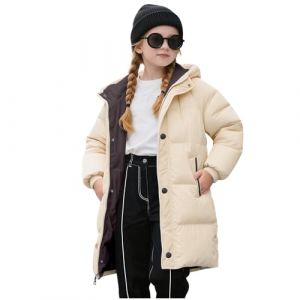 XINYUNZU Manteaux Fille Doudoune mi-Longue Manteau à Capuche Chaud Veste à Capuche Blouson avec Poches Enfant Hiver Vêtement pour 2-11 Ans Girls Coat Parka Veste Chaude Beige 6 ans (RBYWBT, neuf)