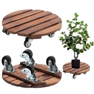 Cnwinu Lot de 2 roulettes pour plantes, pot de fleurs, soucoupe avec roues verrouillables &agrave; 360 &deg;, planche &agrave; roulettes robuste en bois avec int&eacute;rieur et ext&eacute;rieur, r&eacute;sistant aux intemp&eacute;ries, dessous (Cnwinu, neuf)