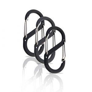 S Mousqueton 3 pièces - Mousqueton Porte-clés - Mousqueton à Double Ouverture - Mini Mousqueton - Set de mousquetons - Mousqueton Petit - pour Le Camping, la pêche ou Le Sport. (Noir 52x23 mm) (Holesto, neuf)