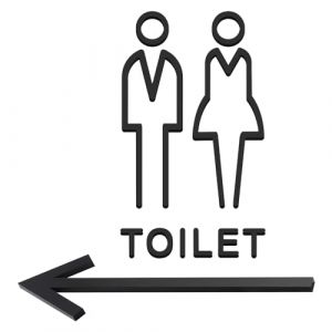 VOSSOT Lot de 4 panneaux de toilettes autocollants pour invités, autocollants pour toilettes, panneaux de porte de toilettes, panneaux de toilettes pour l'intérieur et l'extérieur (kaitianhongdianzi, neuf)