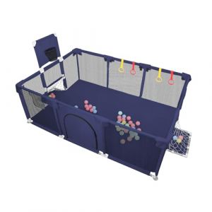Parc Bebe,XXL Pliable Parc Modulable Bébé Avec Barrieres/Filets/Balle Océanique/4 poignées,Playpen extra grand pour bébés et tout-petits,parc enfant,180 * 120 * 66 cm-bleu marine (Hechheu, neuf)