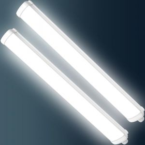 Viugreum 2 Paquets Tube Neon Led 115 cm, Étanche IP65 Reglette LED 40W 4000LM Blanc Froid 6500k Réglette Led, Plafonnier Tube Néon Garage pour Bureau Garage Atelier Entrepôt Salle de Bain Cuisine (Viugreum-EU, neuf)