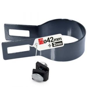 Collier de serrage poteau 42 mm, épaisseur 2mm, couleur graphite, collier de serrage métallique pour clôture rigide, accessoire fixation poteau, grillage rigide, panneau, entretoise (LUN FIX, neuf)