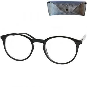 Mini Brille - Lunettes Anti Lumi&egrave;re Bleue Style Intello, Verre Ronde, Boite Lunette Inclus, Monture Plastique (Noir), Lunettes de Lecture Femme et Homme +2,5 Dioptrie (Mini Brille, neuf)