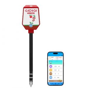 Testeur d'humidit&eacute; pH sol, kit num&eacute;rique 8 en 1 pour plantes, surveillance 24 heures de pH du sol/intensit&eacute; de la lumi&egrave;re du soleil/fertilit&eacute;/EC/sel/temp/humidit&eacute; pour jardin, pelouse, agriculture (JXTEXT, neuf)