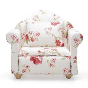 Odoria Maison de Poup&eacute;e Canap&eacute; Miniature - 1/12 &Eacute;chelle Fauteuil pour Salon Vintage - Mini Meuble Tissu Floral Blanc (Cardinas, neuf)