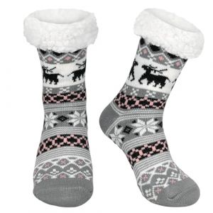 KOOOGEAR Chaussettes douillettes pour femme - Chaussettes épaisses antidérapantes - Chaussettes de lit moelleuses - Chaussettes de sol - Chaussettes de maison pour Noël, gris foncé, 37/42 EU Large (kuishi eu, neuf)