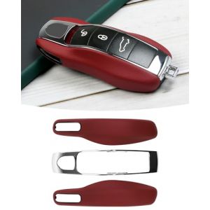 Couverture de cl&eacute;s en Cuir pour Porsche Macan Panamera 911, Couverture cl&eacute; de Porte-cl&eacute;s de la cha&icirc;ne de cl&eacute;s pour Porsche Cayenne 718 Cayman Boxster Accessoires (Bordeaux Red) (LIMBQS-EU, neuf)