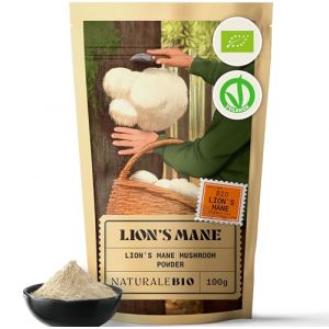 NaturaleBio Hericium Poudre Bio 100g | 100% Bio, Vegan, Sans Gluten | Favorise la Fonction Cognitive, la Santé Intestinale & Immunitaire | Riche en Composés Bioactifs | Facile à Consommer (NaturaleBio, neuf)