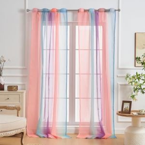 NETMEO Rideaux pour Enfants à 2 Panneaux, Rideaux Arc-en-Ciel pour Chambre d'enfant, pour Chambre de Princesse pour Fille (Rose Bleu Violet, L132×H243 cm) (NetMeo, neuf)