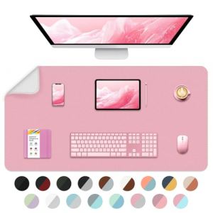 Bleswin tapis de souris multifonctionnel double face, &eacute;tendu en cuir synth&eacute;tique imperm&eacute;able 90 x 40 cm, protecteur de bureau pour bureau &agrave; domicile (rose + argent) (Phoenix-UK, neuf)