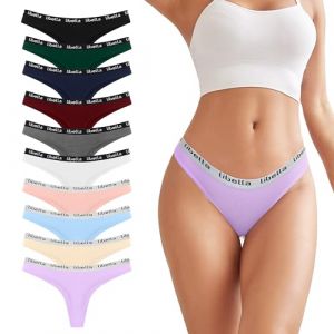 Uizuooy Strings Tanga Femme Coton Sexy Chic Culotte Stretch sous V&ecirc;tements Culottes Invisible Multipack Lot de 10 UN1-S (HUOMIAO, neuf)