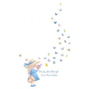 THXFUNAREA Stickers Chambre Fille Autocollants muraux papillon fille, Decoration Chambre Fille D&eacute;coration murale florale Bleu papillons color&eacute;s d&eacute;coration murale,autocollants Bleu d&eacute;cor filles (BYSMDXZDZH, neuf)