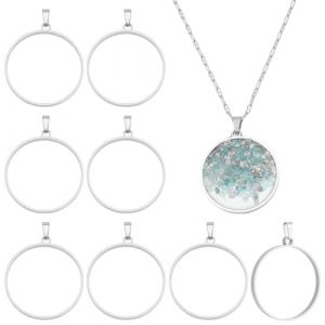 UNICRAFTALE Pendentifs Ronds en Acier Inoxydable avec Cadre Ouvert et B&eacute;li&egrave;res &agrave; Pression 10 pi&egrave;ce pour la Fabrication de Bijoux Accessoires Colliers Loisirs Cr&eacute;atifs R&eacute;sine (ENBISI EU, neuf)