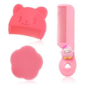 3 Pcs Peigne Croute de Lait Bebe, Peigne Bebe, Brosse Et Peigne pour Cro&ucirc;tes de Lait, Brosse en Silicone pour le Bain de B&eacute;b&eacute; (STANMAR CONCEPT, neuf)
