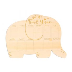 Mon Cadre Photo de Première Année, en Bois Mon Cadre Photo de 12 Mois Tableau Photo du 1er Anniversaire Forme d'Éléphant Cadeau pour Garçons Filles Nouveau-Né Bébé Maman Souvenirs (Jenniy, neuf)