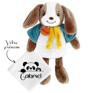 KDO MAGIC - Doudou personnalisé - Personnalisable avec Un prénom - Peluche personnalisée - Cadeau Naissance, garçon, Fille, bébé, Anniversaire (Panda, Chien) (KDO-MAGIC, neuf)