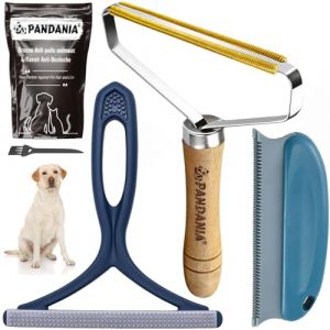 PANDANIA Kit 3 Brosses Anti-Poils – Enlève Poils d’Animaux, Bouloches, Cheveux sur Canapé, Vêtements, Tapis, Sièges Auto – Grattoir Cuivre, Brosse Silicone, Peigne Rasoir Réutilisables (PANDANIA, neuf)