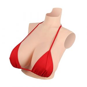 WISFANCY Plaques mammaires en Silicone Faux Seins r&eacute;alistes Soutien-Gorge Artificiel Forme B-I Plaque Mammaire en Silicone pour Mastectomie Transgender Drag Queen(Brown,H Cup-Silicone) (Wisfancy-EU, neuf)