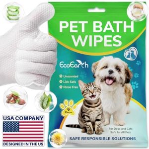 EcoEarth - Lingettes Premium pour Chiens et Chats - 6 Gants - Gant de Toilette Jetable pour le Bain et le Toilettage - Nettoyage des Pattes et du Corps (Mendota Merchants LLC, neuf)