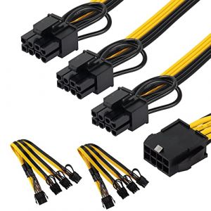CERRXIAN Lot de 2 c&acirc;bles r&eacute;partiteur EPS CPU 8 broches femelle &agrave; 3x 8 (6+2) broches m&acirc;le PCIE, processeur &agrave; carte graphique 8 broches PCIE c&acirc;ble de conversion pour alimentation modulaire-9,8 pouces (CERRXIAN, neuf)