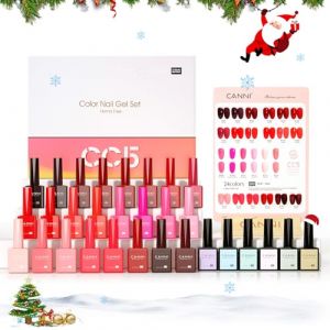 CANNI Lot Vernis Semi Permanent 24 Couleurs Gel Nail Polish avec base et top coat vernis semi permanent/Matt/Primer ongle gel uv et D&eacute;shydrateur pour/Renforcer la carte gel/couleur CC5 (VENALISA, neuf)