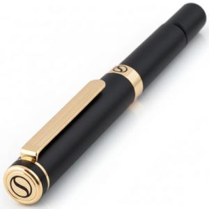 Scriveiner Roller Noir EDC Stylo de luxe, Stylo de poche lourd avec finition Plaqu&eacute; or v&eacute;ritable, d'&eacute;criture agr&eacute;able, Cadeau homme et femme, Recharge Schmidt, Ensemble de stylos de bureau (SCRIVEINER, neuf)
