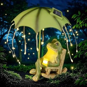 Yiilead Statue de Grenouille Solaire,Grenouille Résine avec LED Lampes Solaires,Statue Jardin Exterieur pour Terrasse Cour Pelouse Décorations,Cadeau de Pendaison de crémaillère pour terrasse, Cour (Yiilead Direct, neuf)