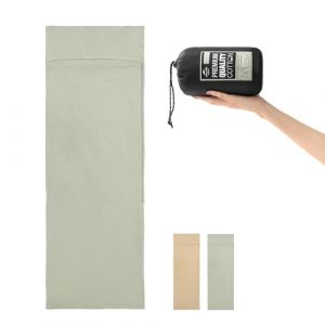 Naturehike Doublure de sac de couchage en coton 210 x 75 cm, drap de voyage en coton avec fente d'oreiller, portable, l&eacute;ger, essentiel pour camping, auberges, pique-nique, randonn&eacute;e (vert) (Naturehike Europe Store, neuf)