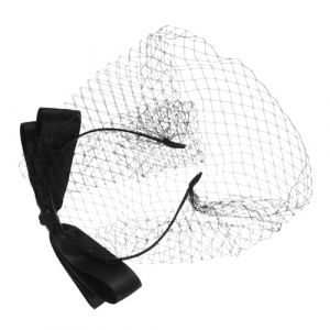 PartyKindom Diadème Rétro Voile et Nœud pour Accessoire Élégant de Fête et Funérailles Headband Tulle Noir Voilette et Détails Chic (SNOWMOON, neuf)