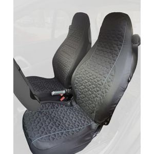 Susy Shop Housses de si&egrave;ge auto compatibles pour Smart fortwo, 450 451 et 453, lot de 2 housses avant, fabriqu&eacute; en Italie (Gabardine Noir/Gris) (Susy Shop, neuf)