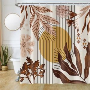 Rideau Douche Abstrait, Uiiooazy Rideau Douche Anti Moisissure 240x180cm Abstrait Soleil Gelb Fleur Rose Rideaux de Baignoire Tissu Lavable Imperméable Polyester Rideaux Salle de Bain avec 12 Crochets (dongguibinjingpinxiaodianpu, neuf)