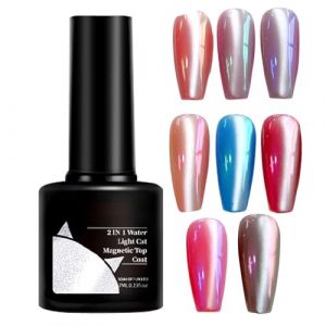 Magnetic Gel Polish, Glitter Nail Top Coat, Long Lasting 2in1 Formula, Smooth Shiny Finish Compact Bottle Ideal for Manicure Pedicure Wedding Daily Nail Arts, 1 Piece (HuaYoushop, neuf)