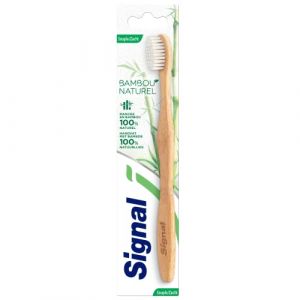 SIGNAL - Brosse &agrave; Dents Bambou Naturel - Brossage confortable & efficace - Nettoyage en douceur - emballage en carton - Souple x1 (Akkioui, neuf)