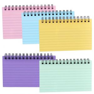 5 Pi&egrave;ce Paquets de Cartes d'index avec Couverture Transparente,15 x 10 cm Mini Classeur,Multicolores Spirale Cartes,Cartes Index Lign&eacute;es,Pour r&eacute;union de bureau,apprentissage (ANITA ADAMS LTD, neuf)
