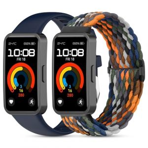 CHULN 2 Pi&egrave;ces Bracelet Compatible avec Huawei Band 9/Huawei Band 8, R&eacute;glable Imperm&eacute;able Silicone&Nylon Remplacement Bracelet pour Huawei Band 9/8. (No host) (TianQJ Tech EU, neuf)