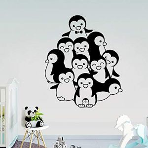 NSRJDSYT Mignon Pingouins p&eacute;pini&egrave;re Sticker Mural pour Enfants Chambre d&eacute;cor Art Vinyle Stickers muraux Pingouins b&eacute;b&eacute; Chambre d&eacute;coration Papier Peint 68x57cm (SxMingShang, neuf)