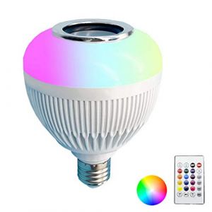 Ampoule LED avec haut-parleur Bluetooth intégré, Ampoules Colorées E27 12W RGB lampe de changement audio stéréo sans fil avec télécommande [Classe énergétique A+] (Acme Co,., neuf)